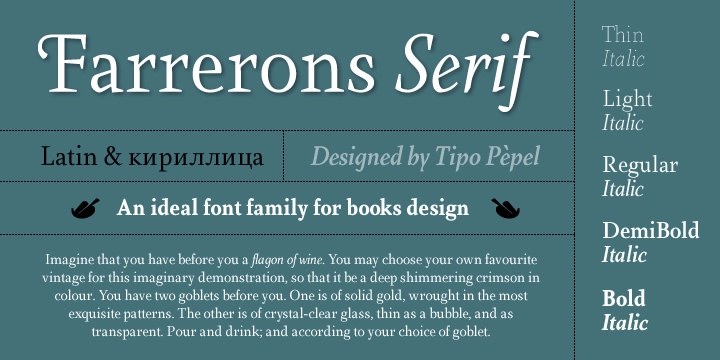 Ejemplo de fuente Farrerons Serif #1