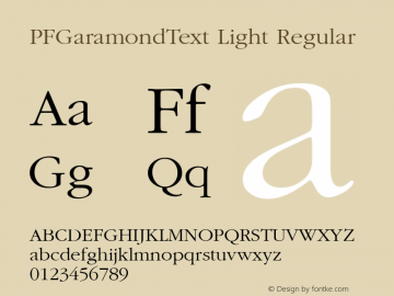 Ejemplo de fuente PF Garamond Text #1