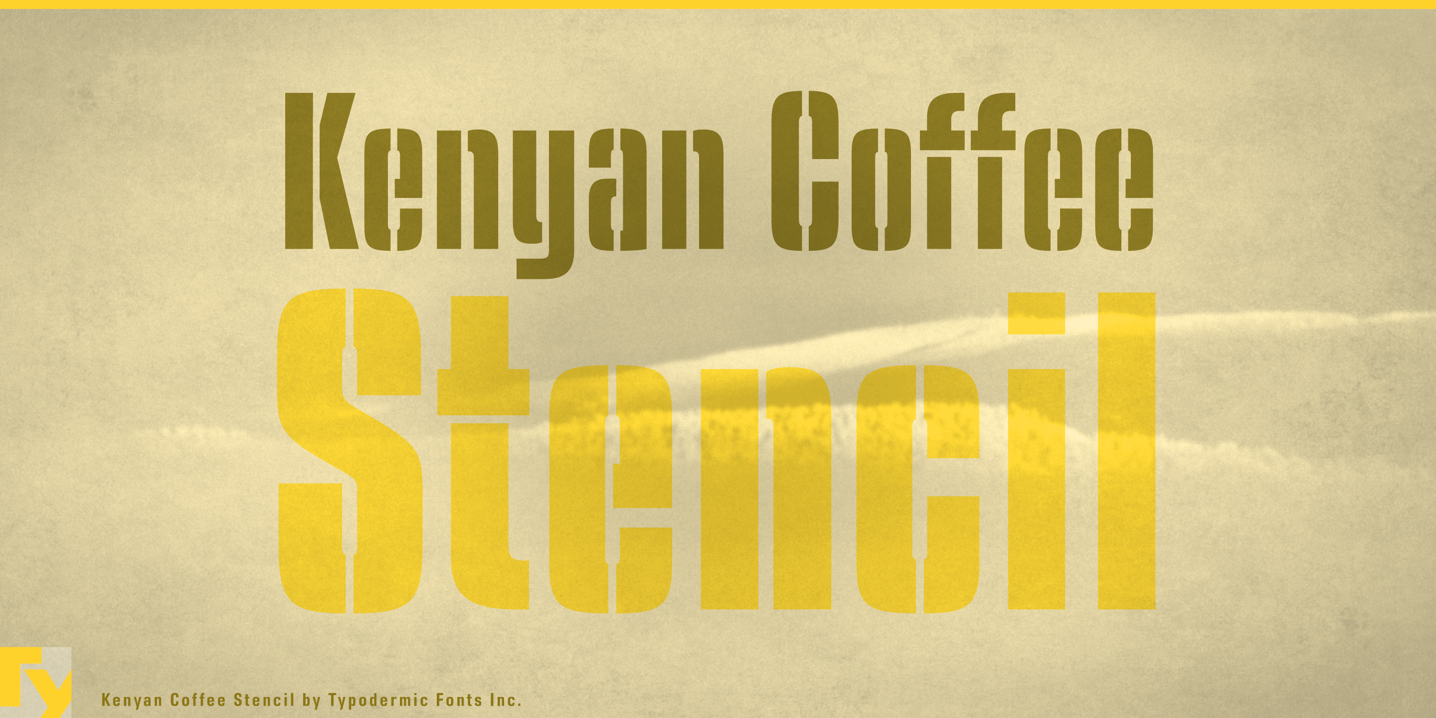 Ejemplo de fuente Kenyan Coffee Stencil #1