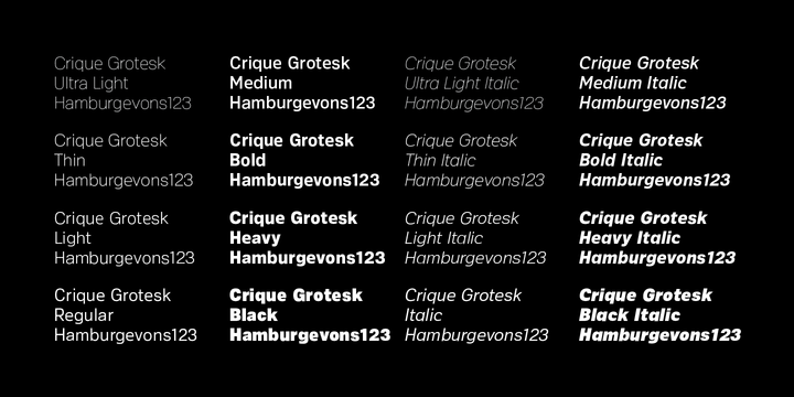 Ejemplo de fuente Crique Grotesk #2