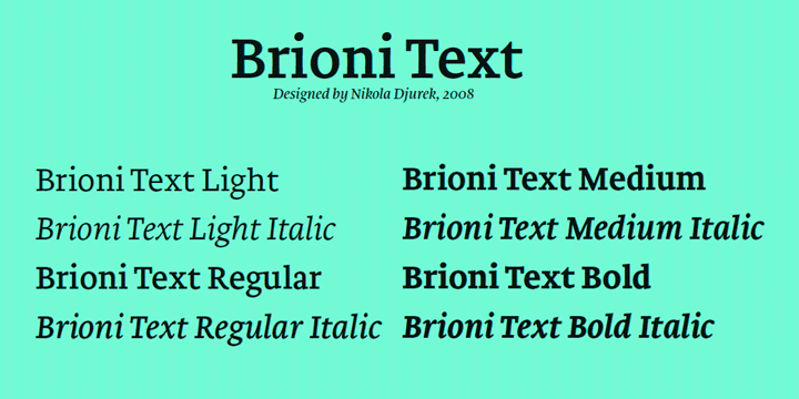 Ejemplo de fuente Brioni Text #1