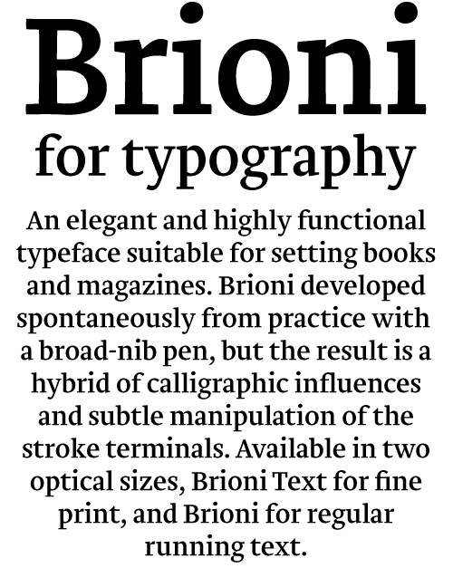 Ejemplo de fuente Brioni Text #2