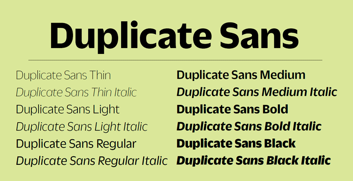 Ejemplo de fuente Duplicate Sans #1