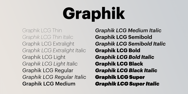 Ejemplo de fuente Graphik LCG #1