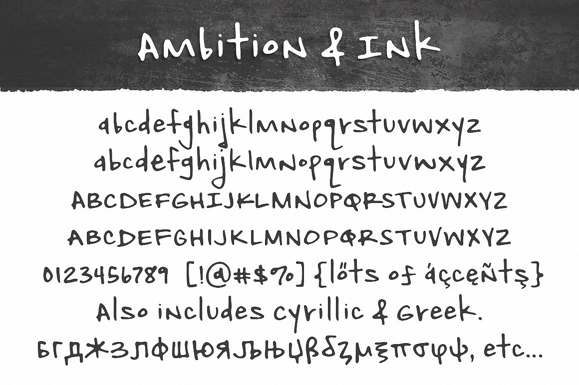 Ejemplo de fuente Ambition & Ink #3