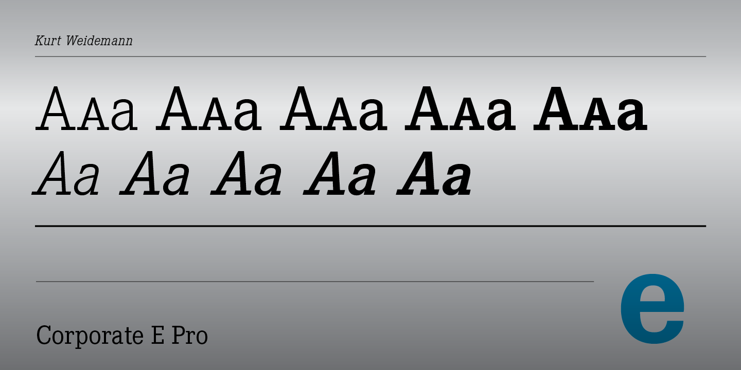 Ejemplo de fuente Corporate E Pro #1