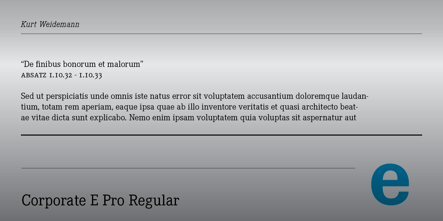 Ejemplo de fuente Corporate E Pro #4