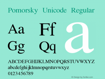 Ejemplo de fuente Pomorsky Unicode #1