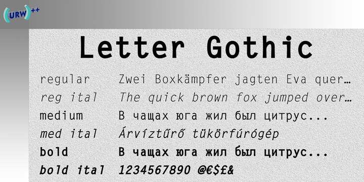 Ejemplo de fuente Letter Gothic #1