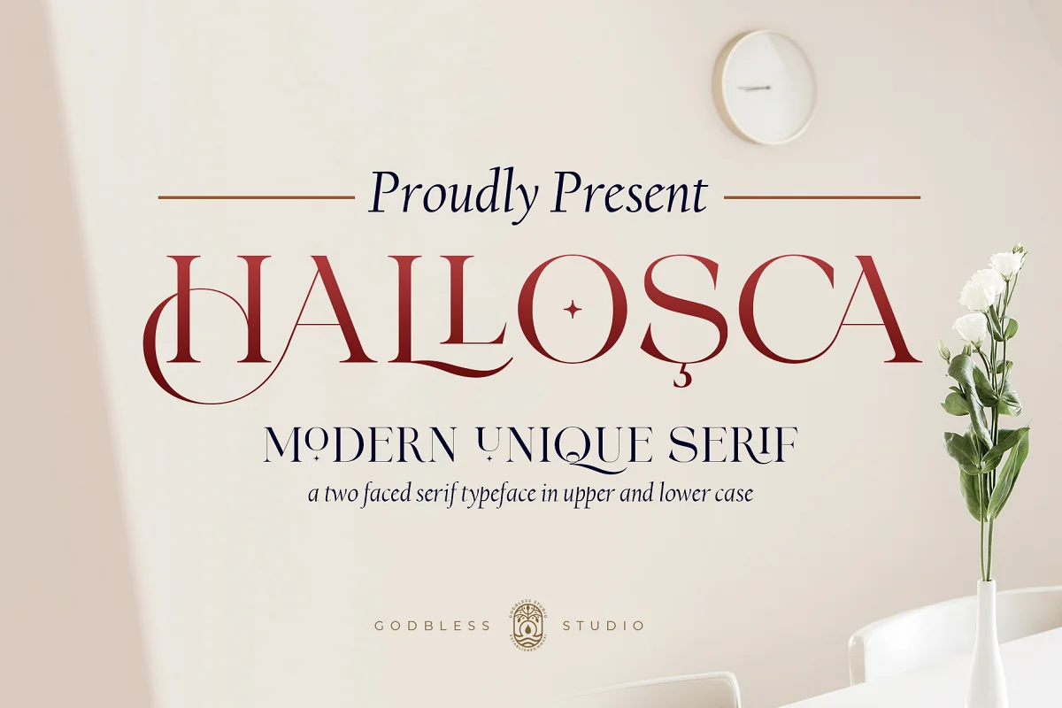 Ejemplo de fuente Hallosca Serif Typeface #1