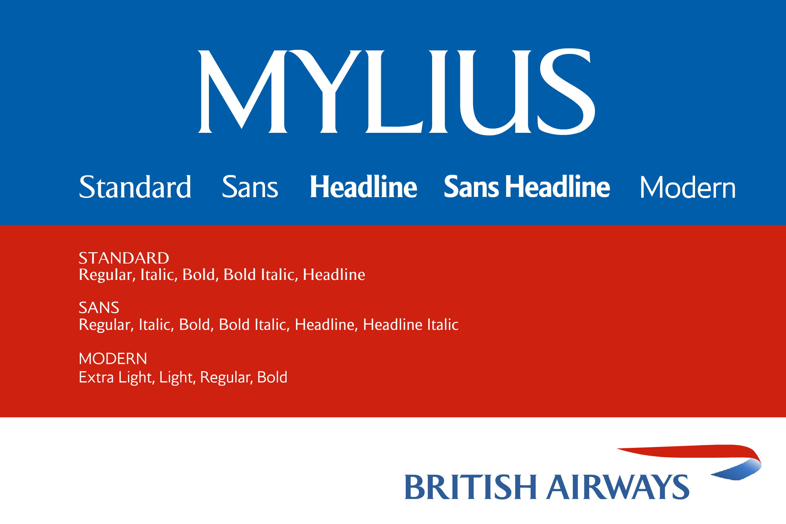 Ejemplo de fuente Mylius (British Airways) #1