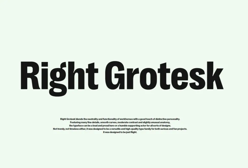 Ejemplo de fuente Right Grotesk Small #1