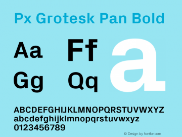 Ejemplo de fuente Px Grotesk Pan #1